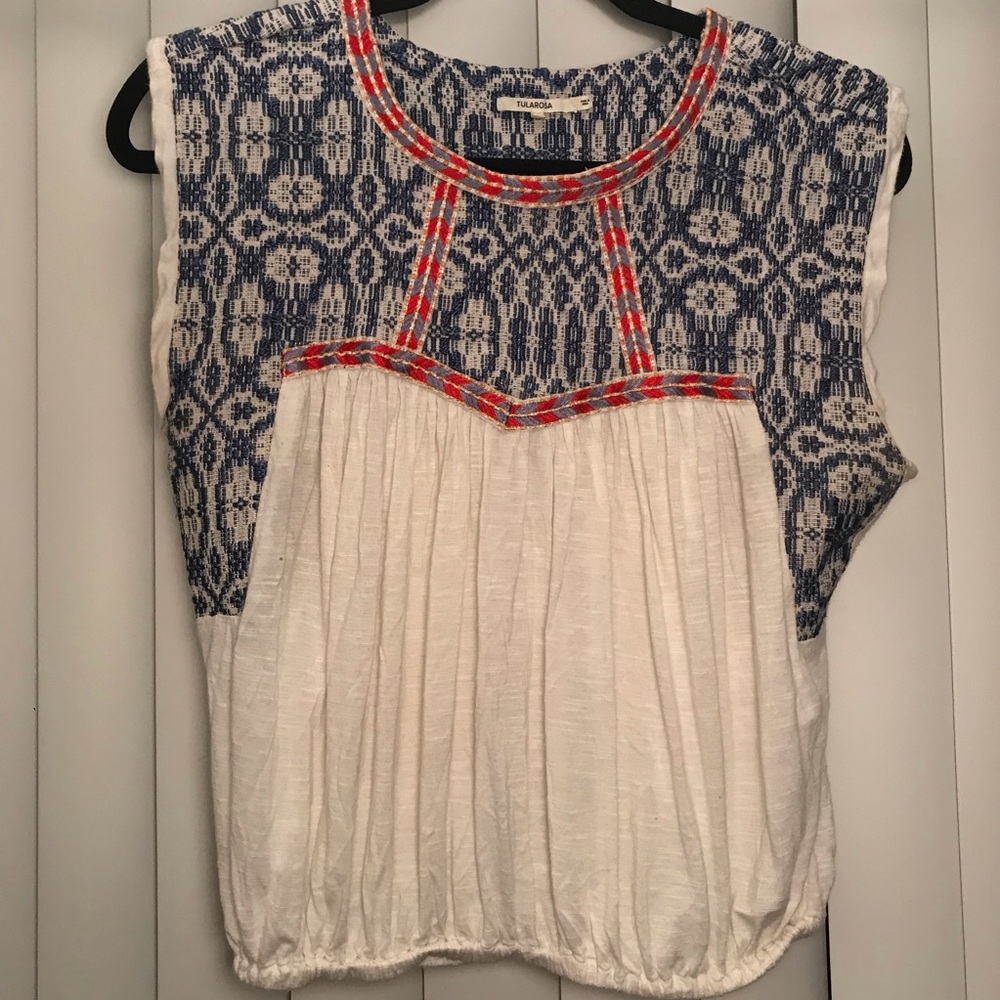 Embroidered sleeveless blouse
